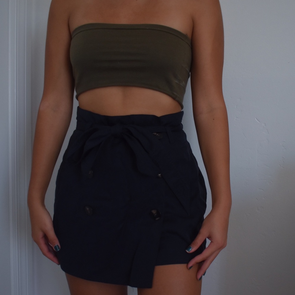 Designer Paperbag Blue Navy High Waisted Skort
